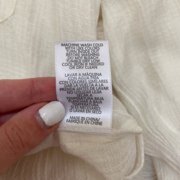 Brochu Walker The Finn Blouse wrap long sleeve crinkle gauze white Sz M/L - Picture 9 of 9